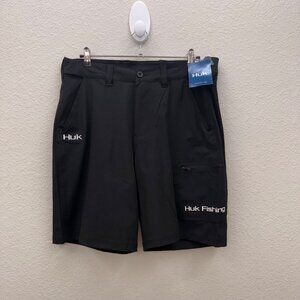 HUK Next Level 10.5" Black Performance Stretch Shorts NXTLVL Mens size Large NEW